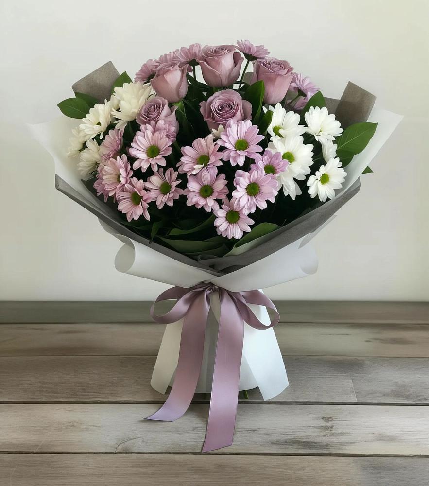 Букет цветов из: Хризантемы и Розы в Пыталово