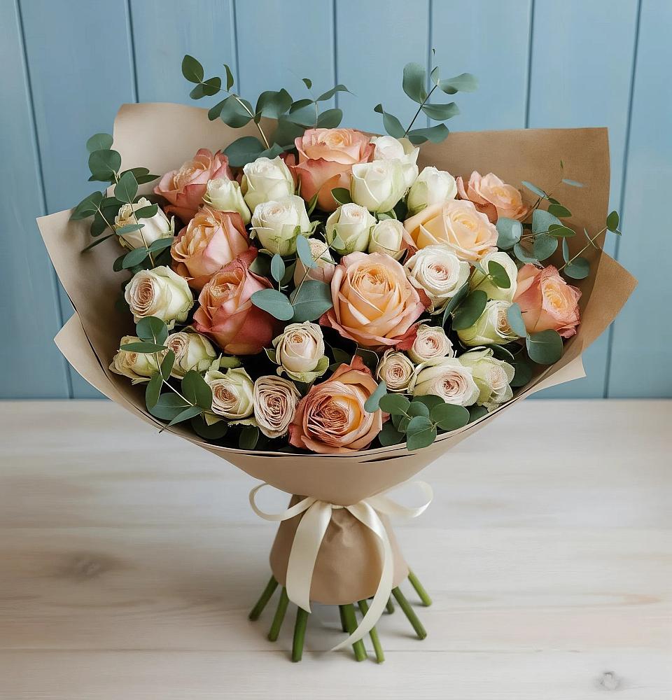 Букет цветов из: Альстромерии и Розы в Пыталово