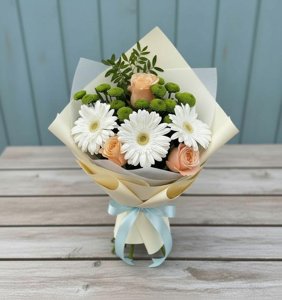 Букет цветов из: Герберы, Розы и Хризантемы в Пыталово