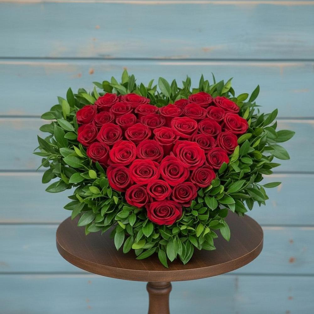 Цветочная композиция из Розы в виде сердца в Пыталово