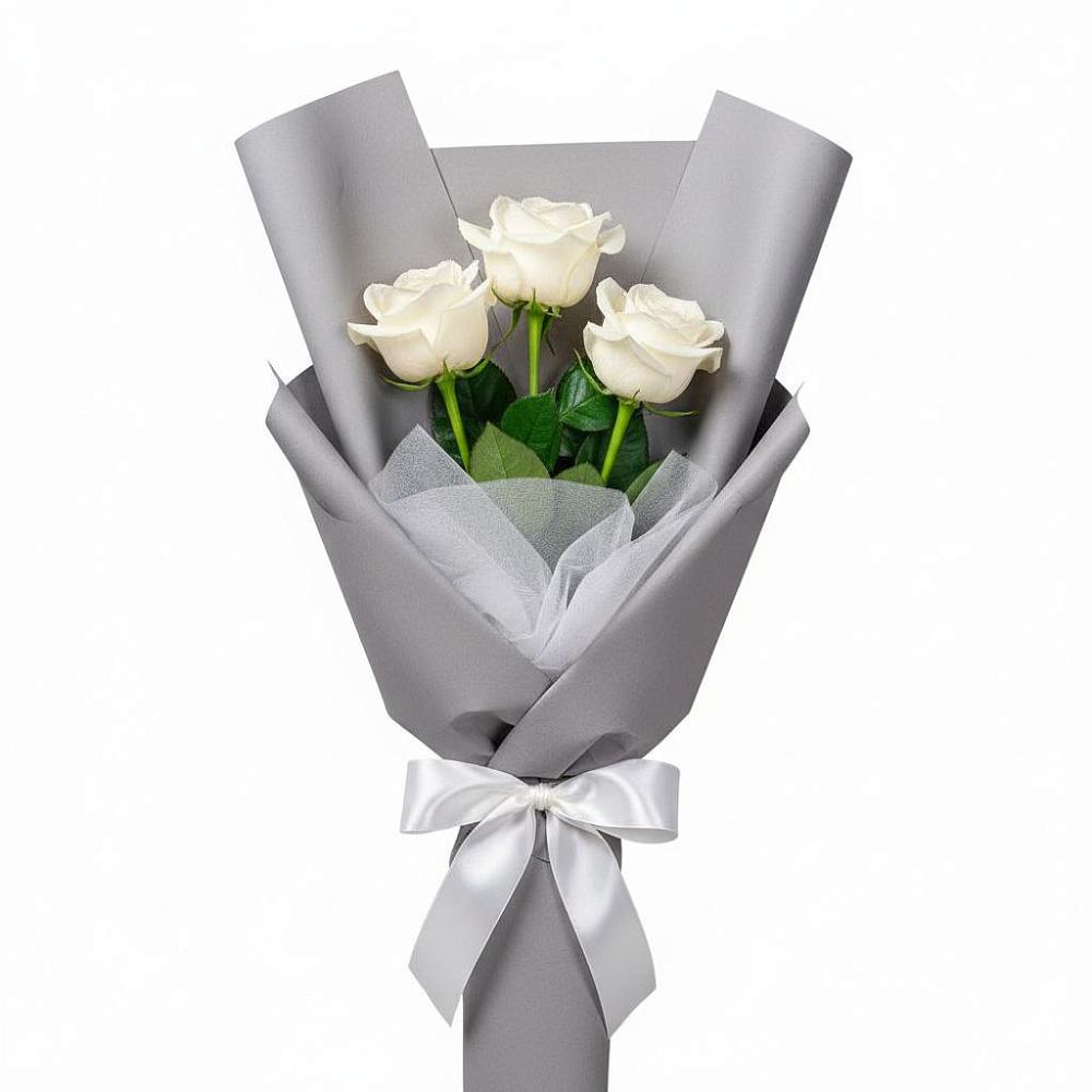 Букет 3 белые розы в Пыталово