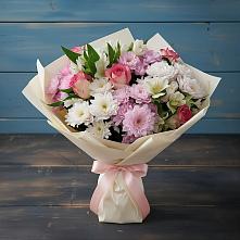 Букет цветов из:  Хризантемы, Альстромерии и Розы в Пыталово