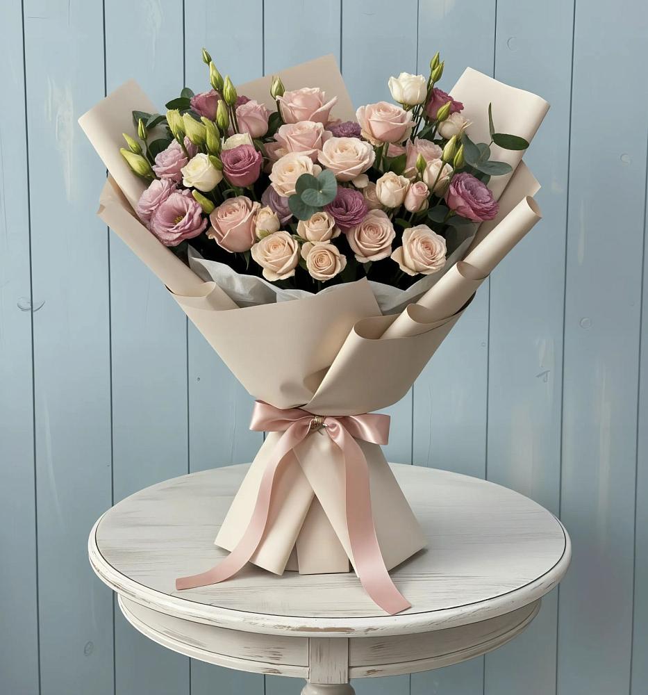 Букет цветов из: Розы и Лизиантусы в Пыталово